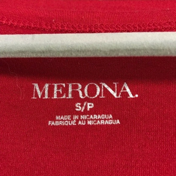 Merona Red V Neck T Shirt Short Sleeve Women's Size Small - Picture 7 of 9